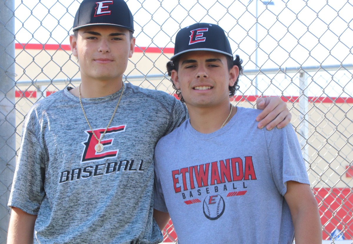 Brady Ebel (left) with freshman brother Trey, who came into the week hitting a cool .857.